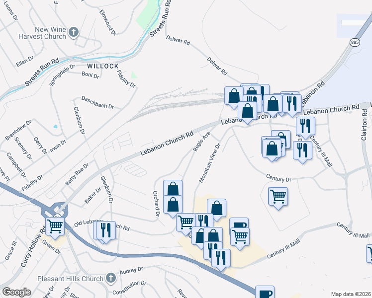 map of restaurants, bars, coffee shops, grocery stores, and more near 738 Regis Avenue in Pittsburgh