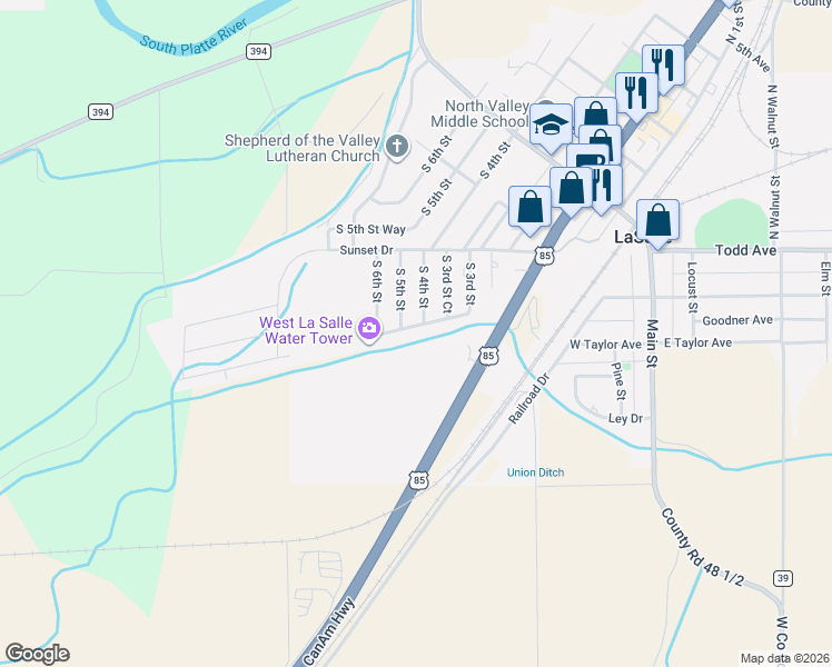 map of restaurants, bars, coffee shops, grocery stores, and more near 406 West Union Avenue in La Salle