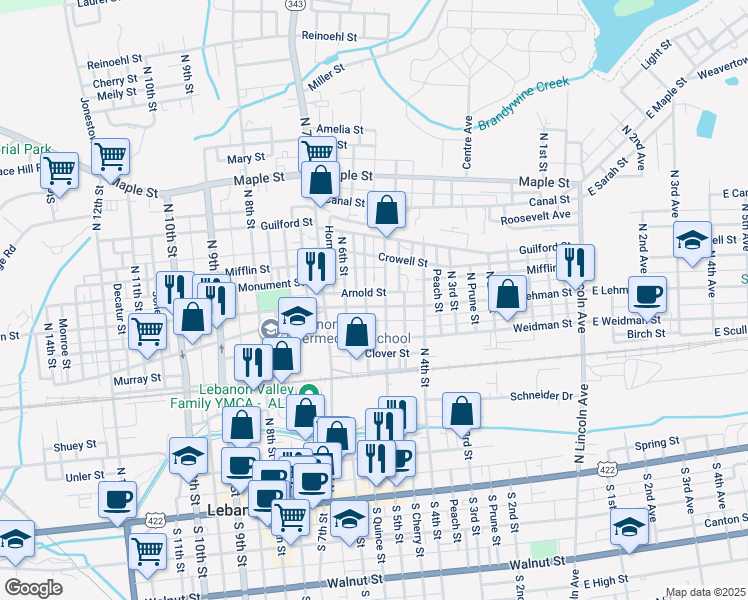 map of restaurants, bars, coffee shops, grocery stores, and more near in Lebanon