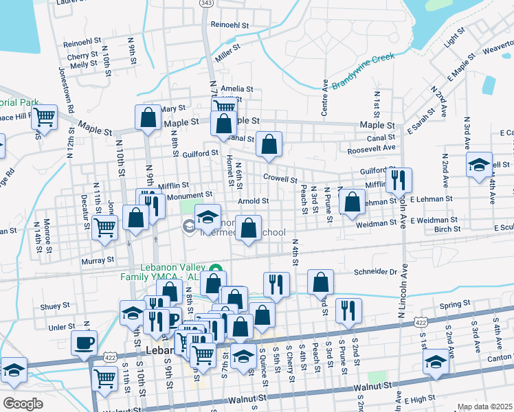 map of restaurants, bars, coffee shops, grocery stores, and more near in Lebanon