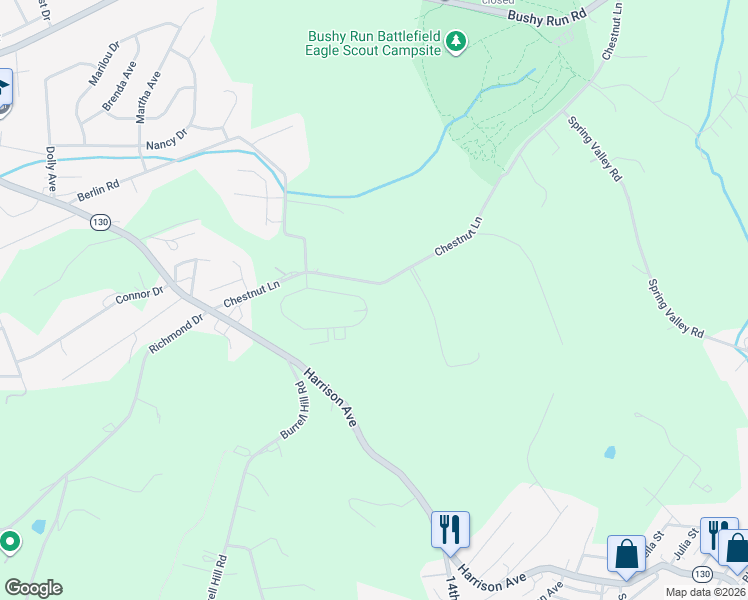 map of restaurants, bars, coffee shops, grocery stores, and more near 306 Chestnut Street in Jeannette