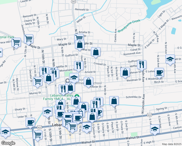 map of restaurants, bars, coffee shops, grocery stores, and more near in Lebanon