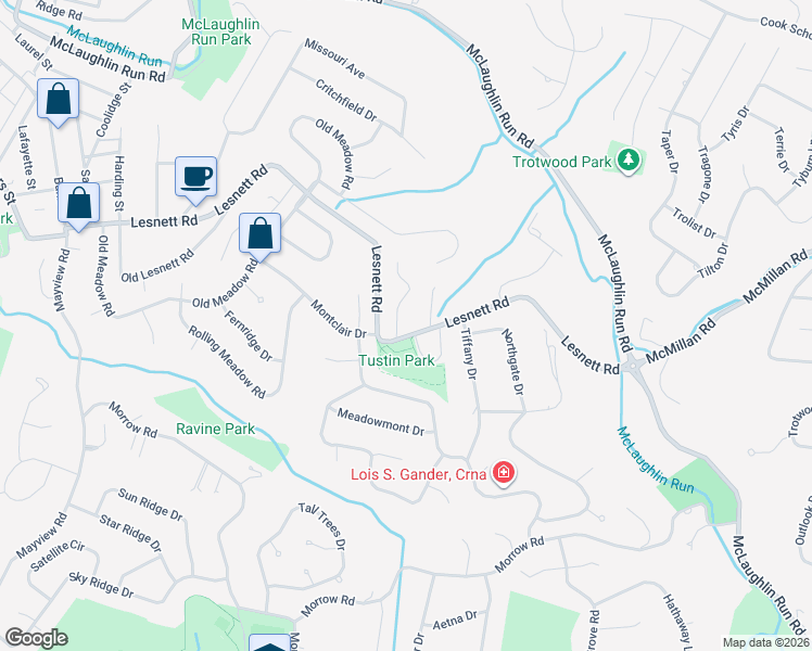 map of restaurants, bars, coffee shops, grocery stores, and more near 1300 Chartwell Drive in Pittsburgh