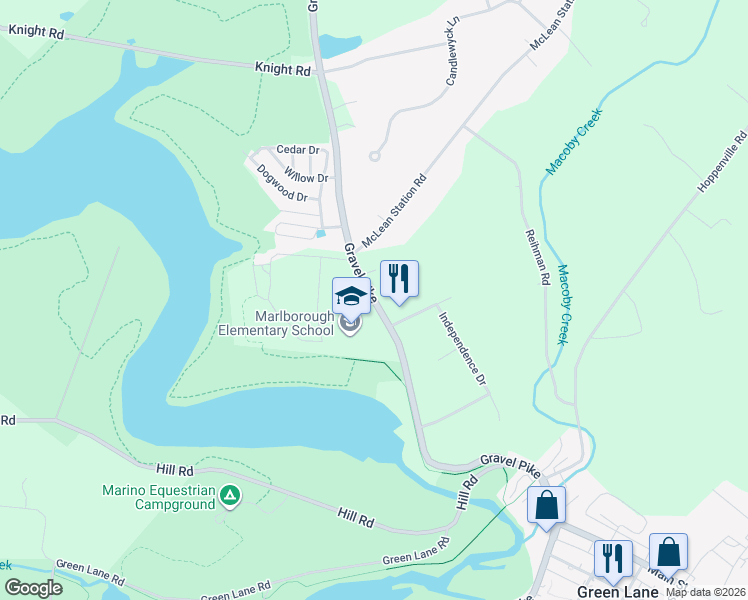 map of restaurants, bars, coffee shops, grocery stores, and more near 1450 Gravel Pike in Green Lane