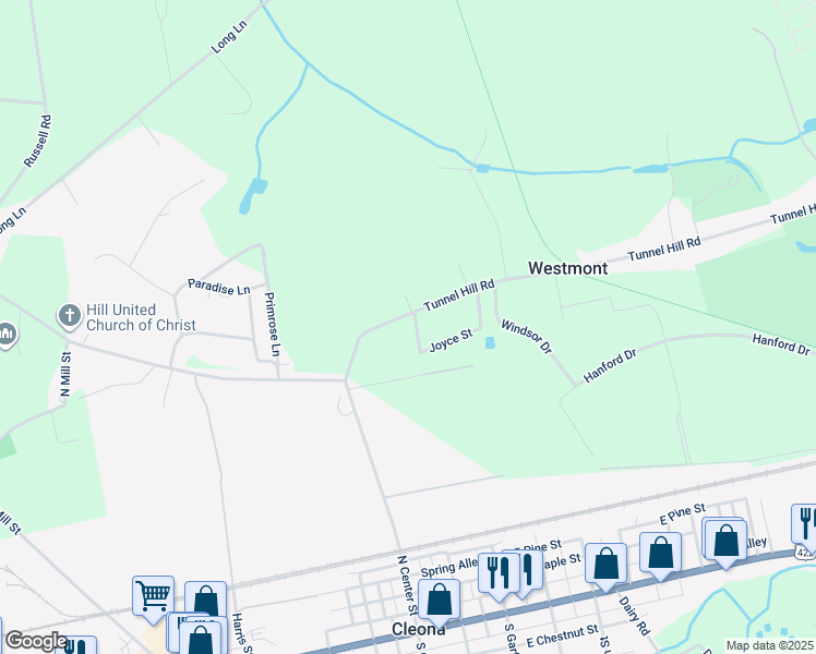 map of restaurants, bars, coffee shops, grocery stores, and more near 3241 Tunnel Hill Road in Lebanon