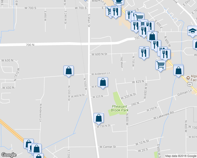 map of restaurants, bars, coffee shops, grocery stores, and more near 947 West 500 North in Lindon