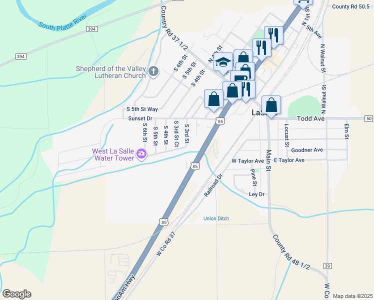 map of restaurants, bars, coffee shops, grocery stores, and more near 343 South 3rd Street in La Salle