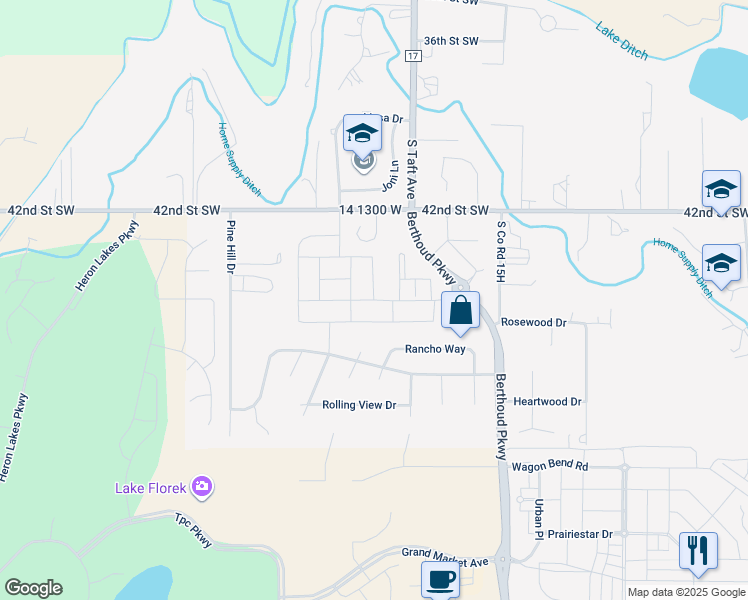 map of restaurants, bars, coffee shops, grocery stores, and more near Woodcock Street in Campion