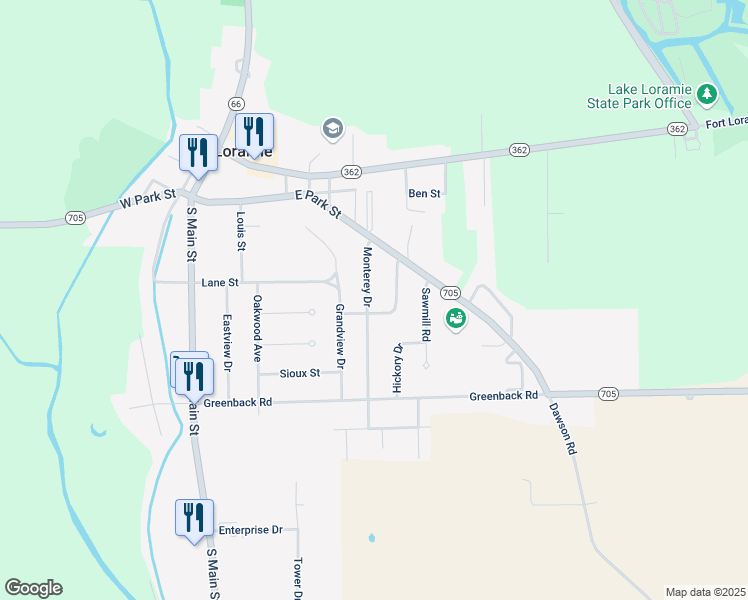 map of restaurants, bars, coffee shops, grocery stores, and more near 101 Monterey Drive in Fort Loramie