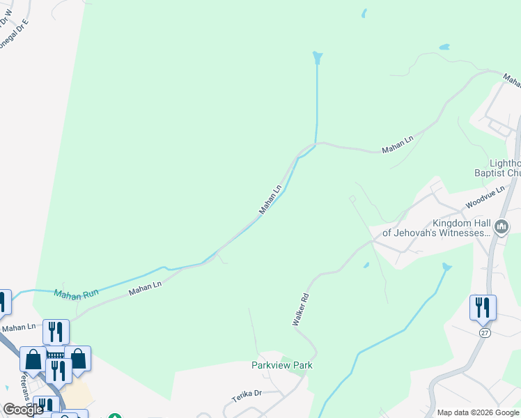 map of restaurants, bars, coffee shops, grocery stores, and more near 249 Mahan Ln in Follansbee