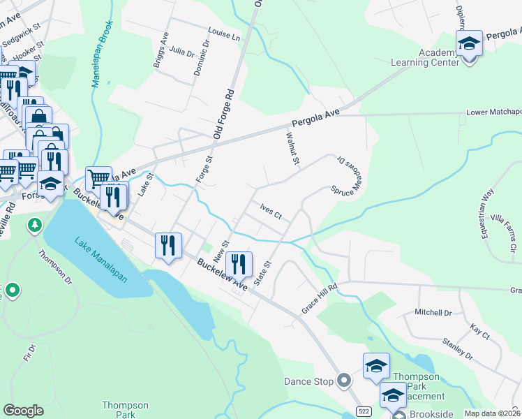 map of restaurants, bars, coffee shops, grocery stores, and more near 4 Ives Court in Monroe Township