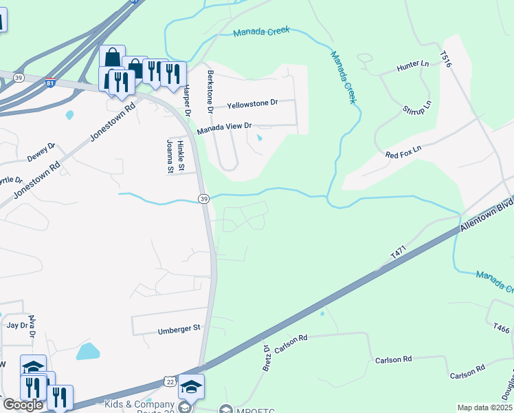 map of restaurants, bars, coffee shops, grocery stores, and more near 155 North Hershey Road in Harrisburg