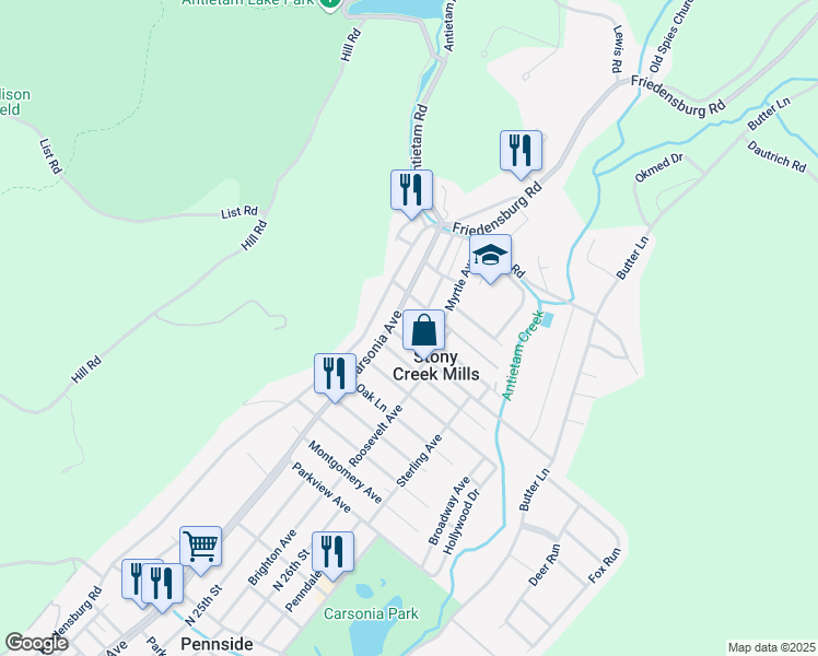 map of restaurants, bars, coffee shops, grocery stores, and more near 10 Wilson Avenue in Reading