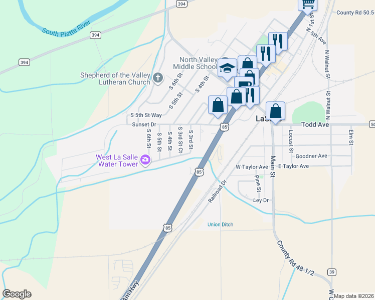 map of restaurants, bars, coffee shops, grocery stores, and more near 343 South 3rd Street in La Salle