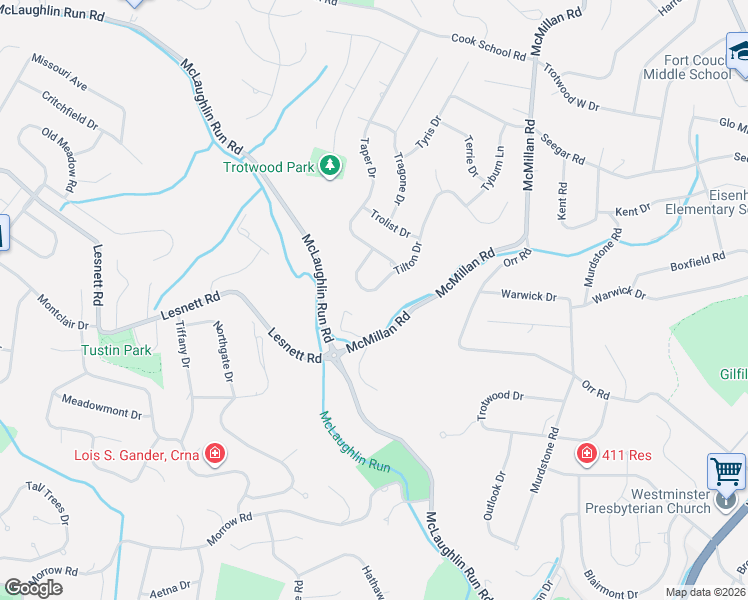 map of restaurants, bars, coffee shops, grocery stores, and more near 1873 Tilton Drive in Pittsburgh