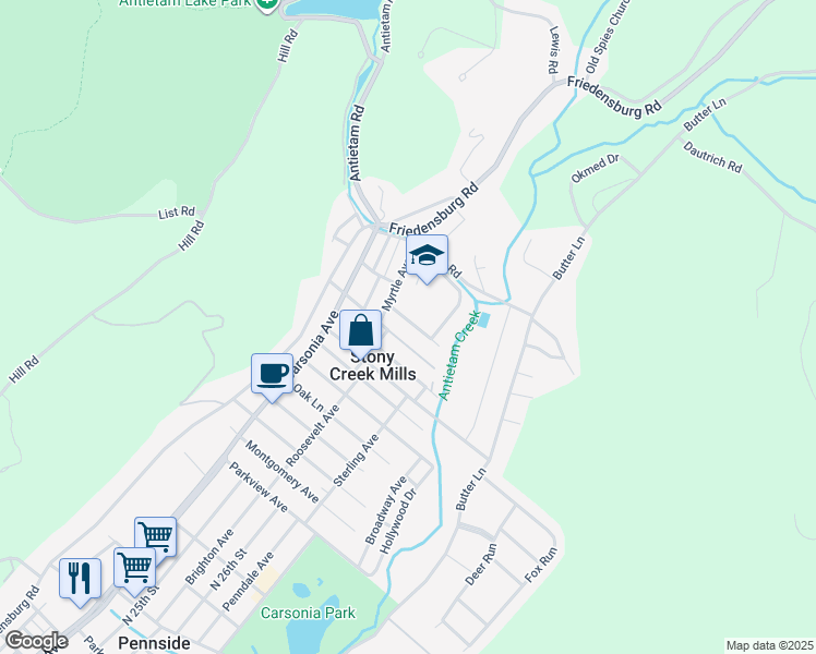 map of restaurants, bars, coffee shops, grocery stores, and more near 218 Vesper Avenue in Reading