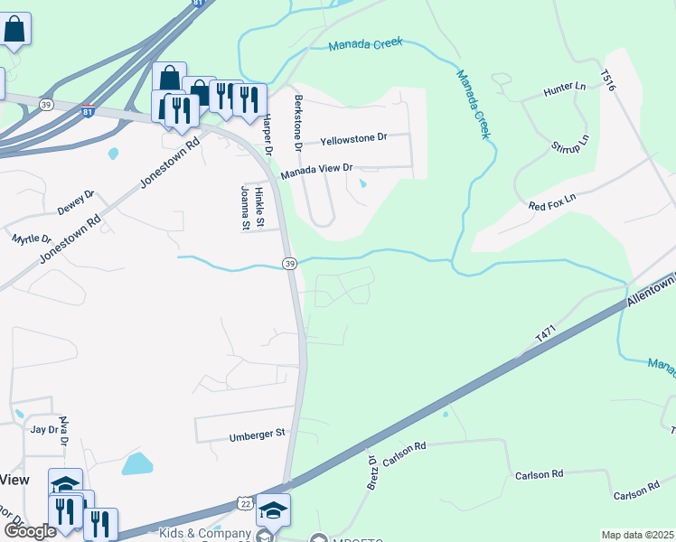 map of restaurants, bars, coffee shops, grocery stores, and more near 8122 Kelly Drive in Dauphin County