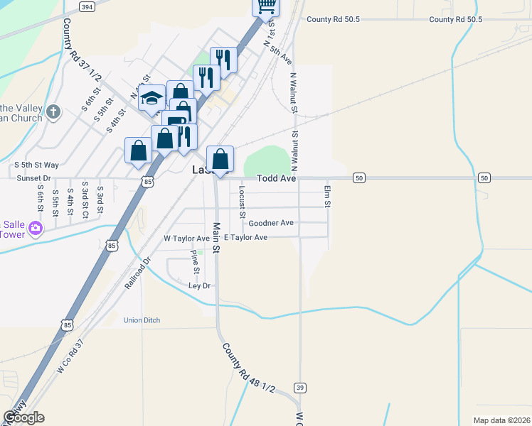 map of restaurants, bars, coffee shops, grocery stores, and more near 208 East Union Avenue in La Salle