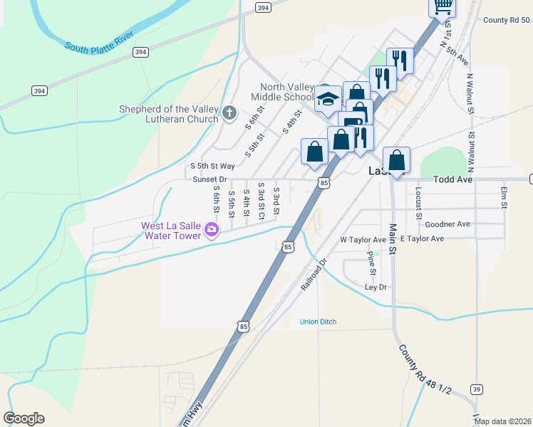 map of restaurants, bars, coffee shops, grocery stores, and more near 343 South 3rd Street in La Salle