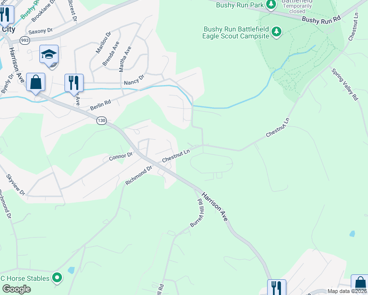 map of restaurants, bars, coffee shops, grocery stores, and more near 98 Berlin Road in Jeannette