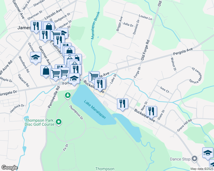 map of restaurants, bars, coffee shops, grocery stores, and more near 8 Cherry Street in Jamesburg