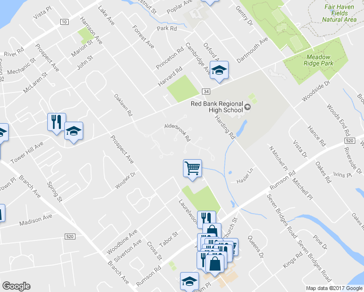 map of restaurants, bars, coffee shops, grocery stores, and more near 90 Greenfield Court in Little Silver
