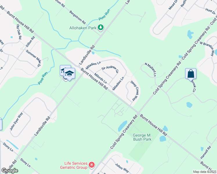 map of restaurants, bars, coffee shops, grocery stores, and more near 4162 Milords Lane in Doylestown