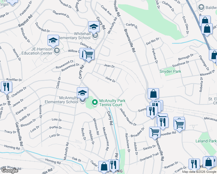 map of restaurants, bars, coffee shops, grocery stores, and more near 251 Linhart Lane in Pittsburgh