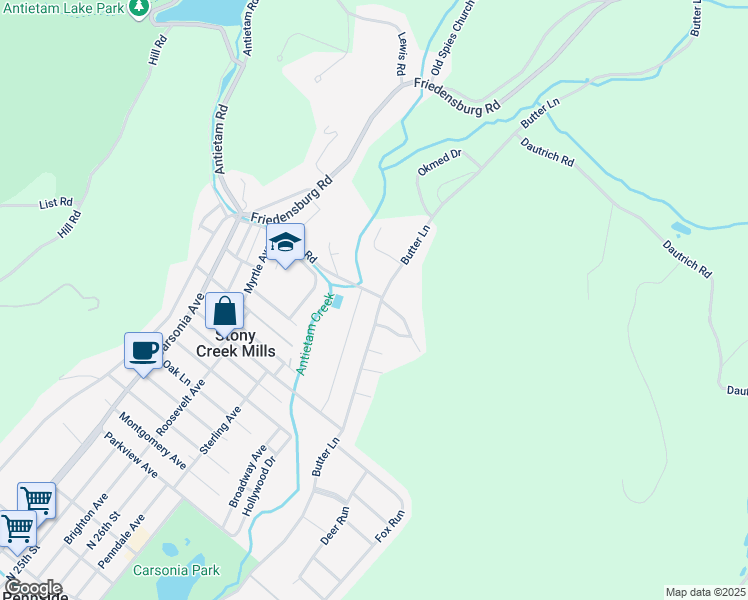 map of restaurants, bars, coffee shops, grocery stores, and more near 1451 Butter Ln in Reading