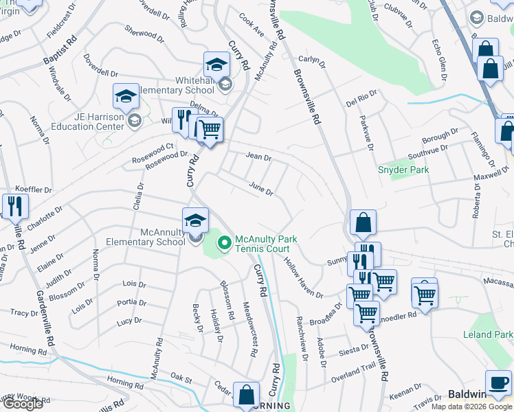 map of restaurants, bars, coffee shops, grocery stores, and more near 251 Linhart Lane in Pittsburgh