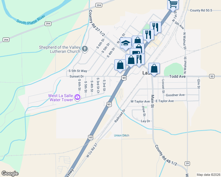 map of restaurants, bars, coffee shops, grocery stores, and more near 335 South 2nd Street in LaSalle