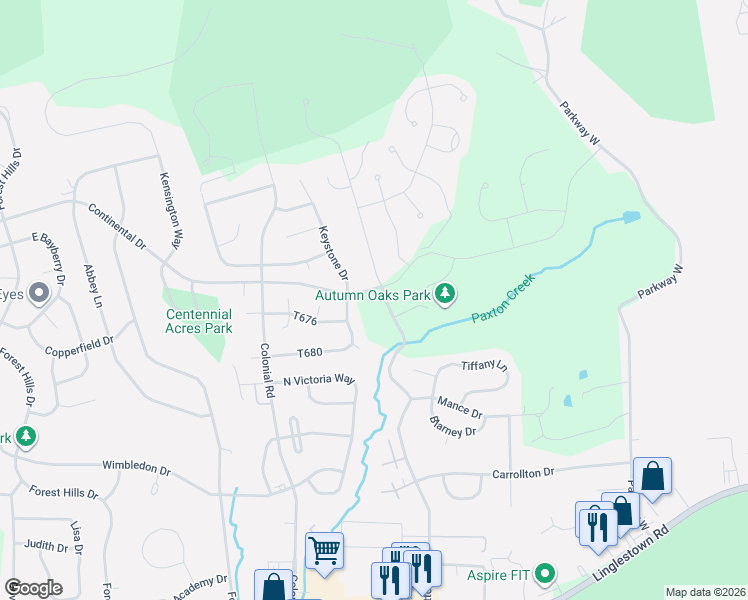map of restaurants, bars, coffee shops, grocery stores, and more near 4317 Continental Dr in Harrisburg