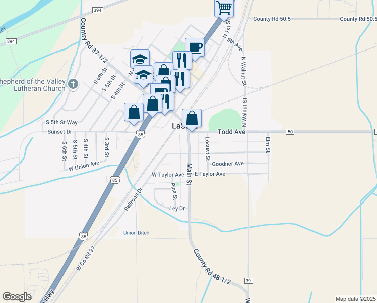 map of restaurants, bars, coffee shops, grocery stores, and more near 103 West Union Avenue in La Salle