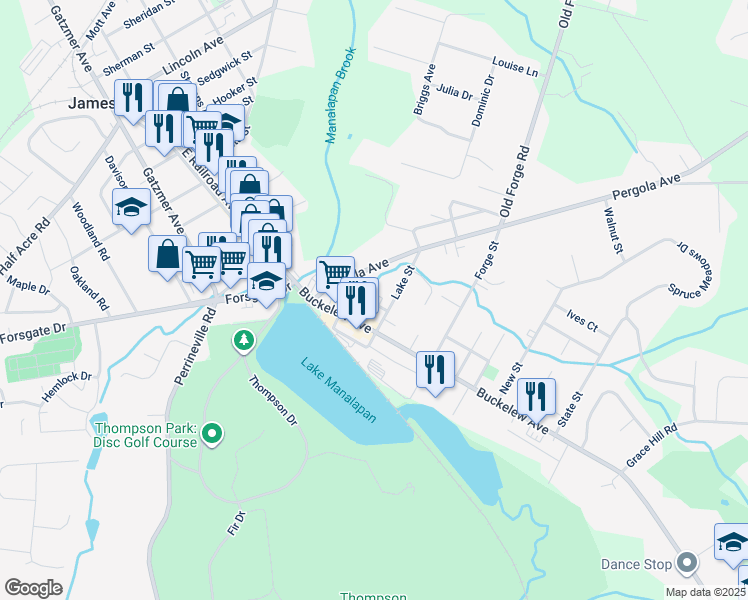 map of restaurants, bars, coffee shops, grocery stores, and more near 8 Cherry Street in Jamesburg