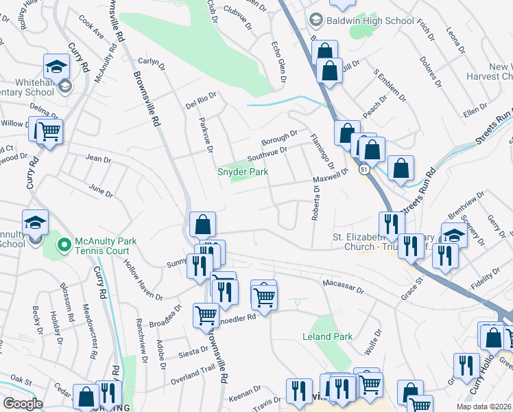 map of restaurants, bars, coffee shops, grocery stores, and more near 226 Ranger Drive in Pittsburgh