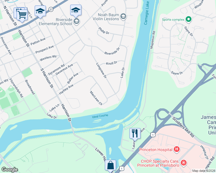 map of restaurants, bars, coffee shops, grocery stores, and more near 292 Hartley Avenue in Princeton