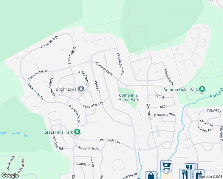 map of restaurants, bars, coffee shops, grocery stores, and more near 2324 Forest Lane in Harrisburg