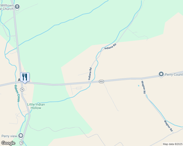 map of restaurants, bars, coffee shops, grocery stores, and more near 21 Indiana Road in Landisburg