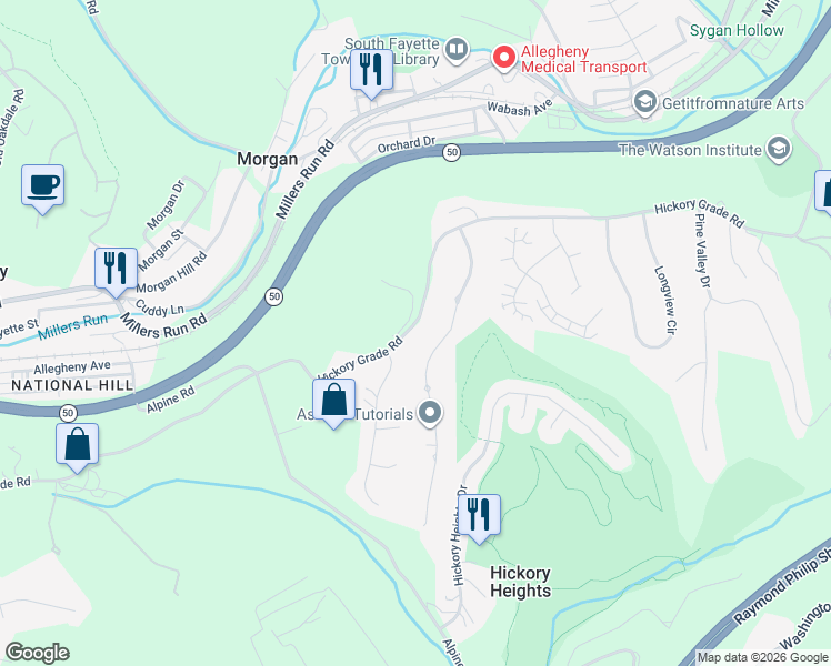 map of restaurants, bars, coffee shops, grocery stores, and more near 531 Hickory Grade Road in Bridgeville