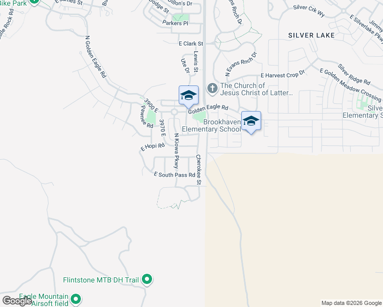map of restaurants, bars, coffee shops, grocery stores, and more near 4056 Comanche Street in Eagle Mountain