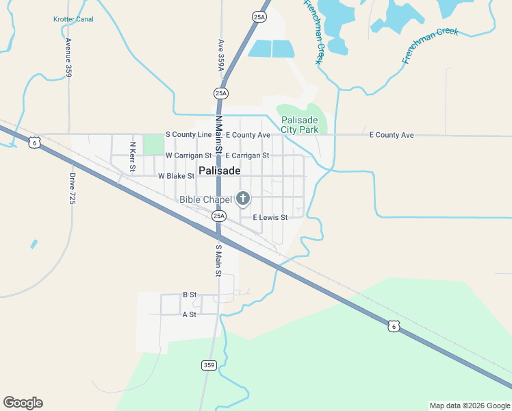 map of restaurants, bars, coffee shops, grocery stores, and more near 211 South Osborn Street in Palisade