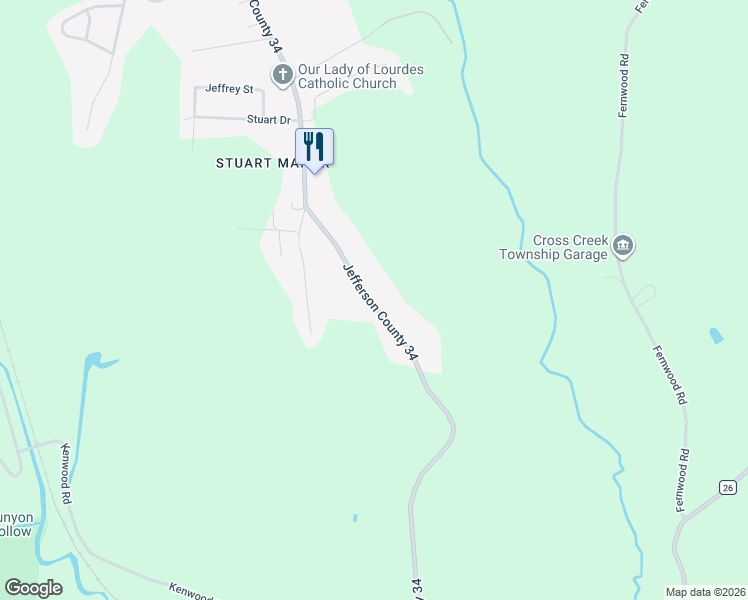 map of restaurants, bars, coffee shops, grocery stores, and more near 2072 Bantam Ridge Road in Steubenville