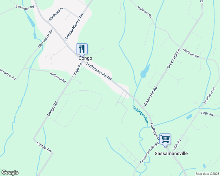 map of restaurants, bars, coffee shops, grocery stores, and more near 296 Hoffmansville Road in Bechtelsville