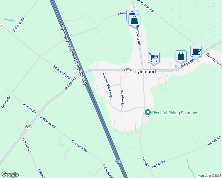 map of restaurants, bars, coffee shops, grocery stores, and more near 154 Country View Way in Telford