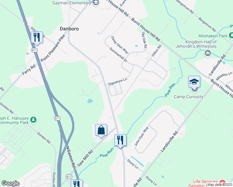 map of restaurants, bars, coffee shops, grocery stores, and more near 4003 Lilly Drive in Doylestown