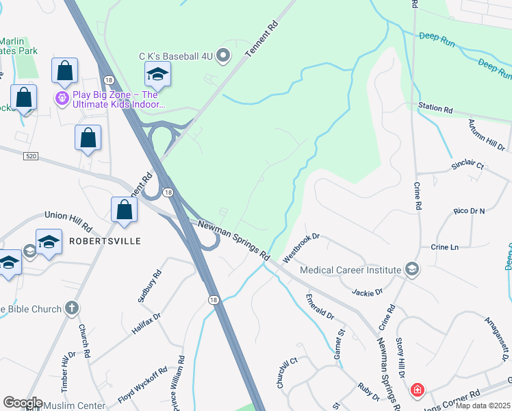 map of restaurants, bars, coffee shops, grocery stores, and more near 33 Eric Court in Marlboro