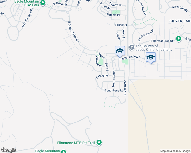 map of restaurants, bars, coffee shops, grocery stores, and more near 3883 East Hopi Road in Eagle Mountain