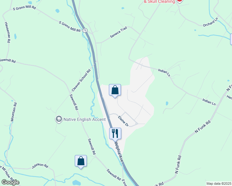 map of restaurants, bars, coffee shops, grocery stores, and more near 24 Lindy Lane in Boyertown