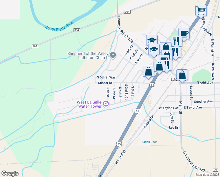 map of restaurants, bars, coffee shops, grocery stores, and more near 279 Sunset Drive in La Salle
