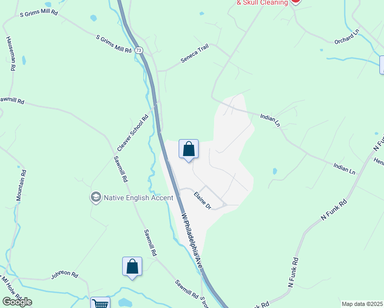 map of restaurants, bars, coffee shops, grocery stores, and more near 24 Lindy Lane in Boyertown